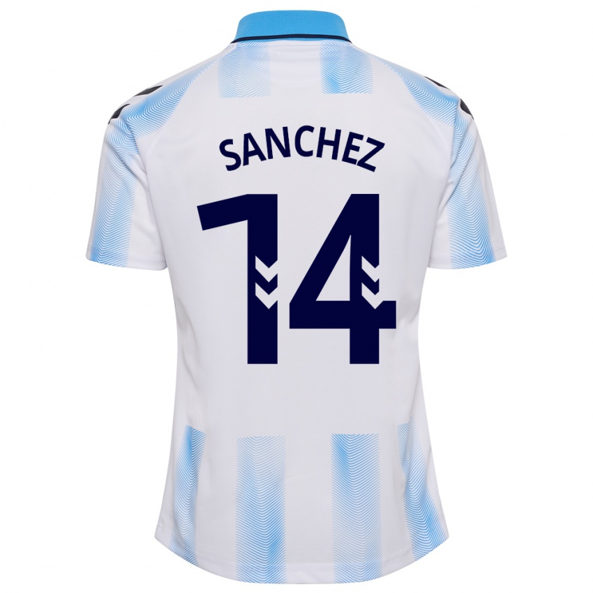Dzieci Rubén Sánchez #14 Biało Niebieski Domowa Koszulka 2023/24 Koszulki Klubowe