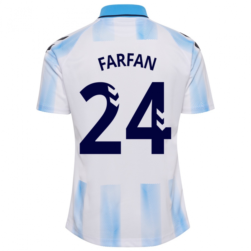 Dzieci María Farfán #24 Biało Niebieski Domowa Koszulka 2023/24 Koszulki Klubowe