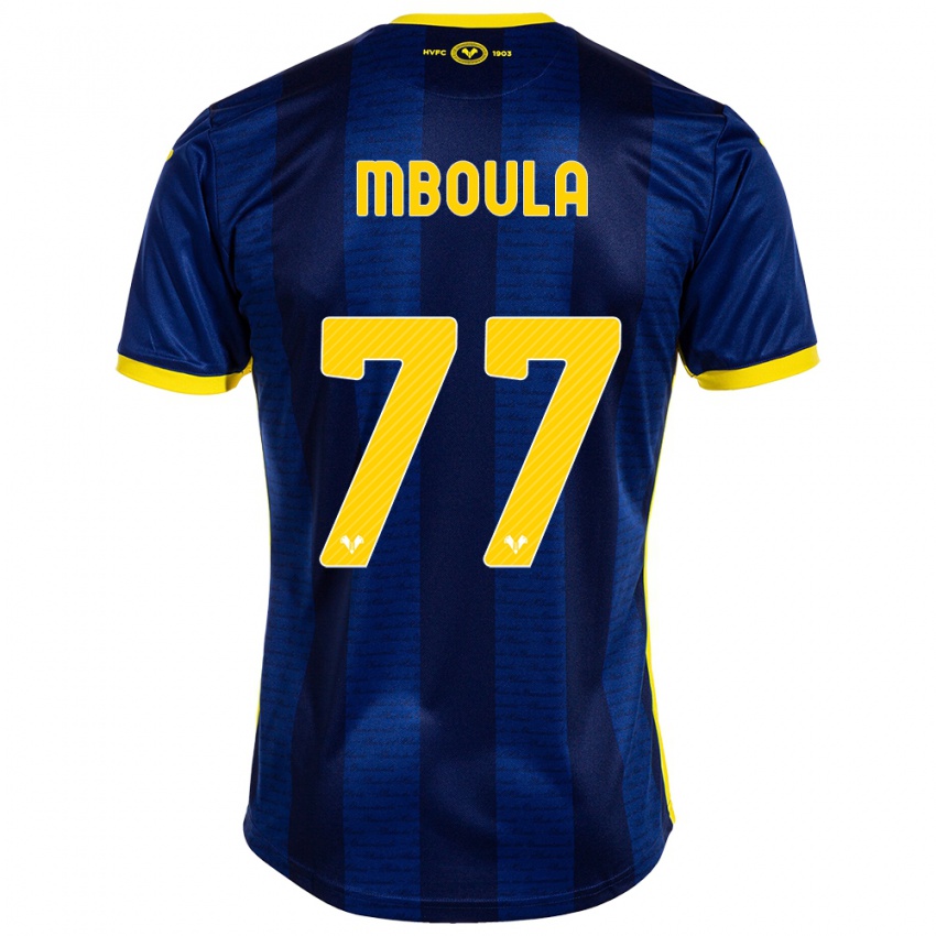 Dzieci Jordi Mboula #77 Marynarka Wojenna Domowa Koszulka 2023/24 Koszulki Klubowe