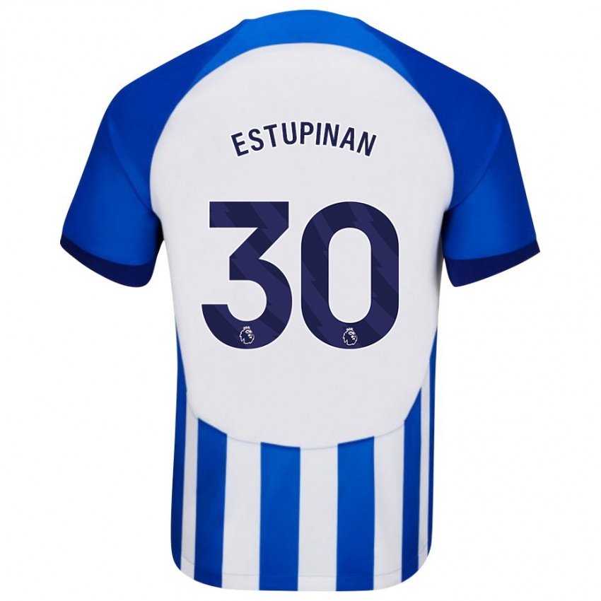 Dzieci Pervis Estupiñán #30 Niebieski Domowa Koszulka 2023/24 Koszulki Klubowe