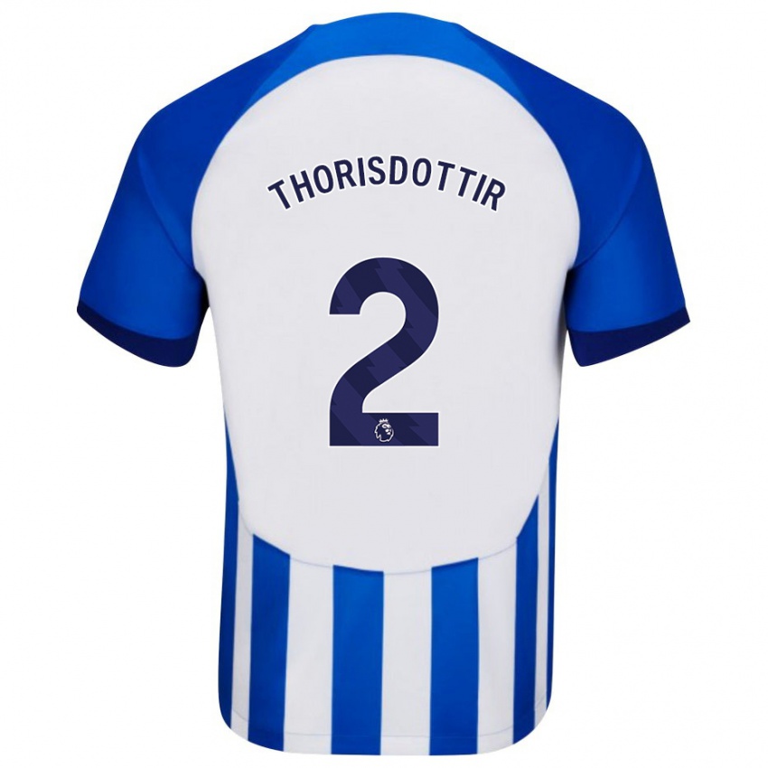 Dzieci Maria Thorisdottir #2 Niebieski Domowa Koszulka 2023/24 Koszulki Klubowe