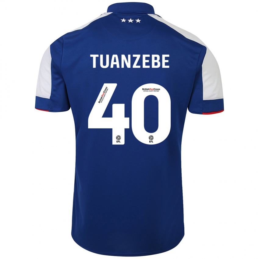 Dzieci Axel Tuanzebe #40 Niebieski Domowa Koszulka 2023/24 Koszulki Klubowe