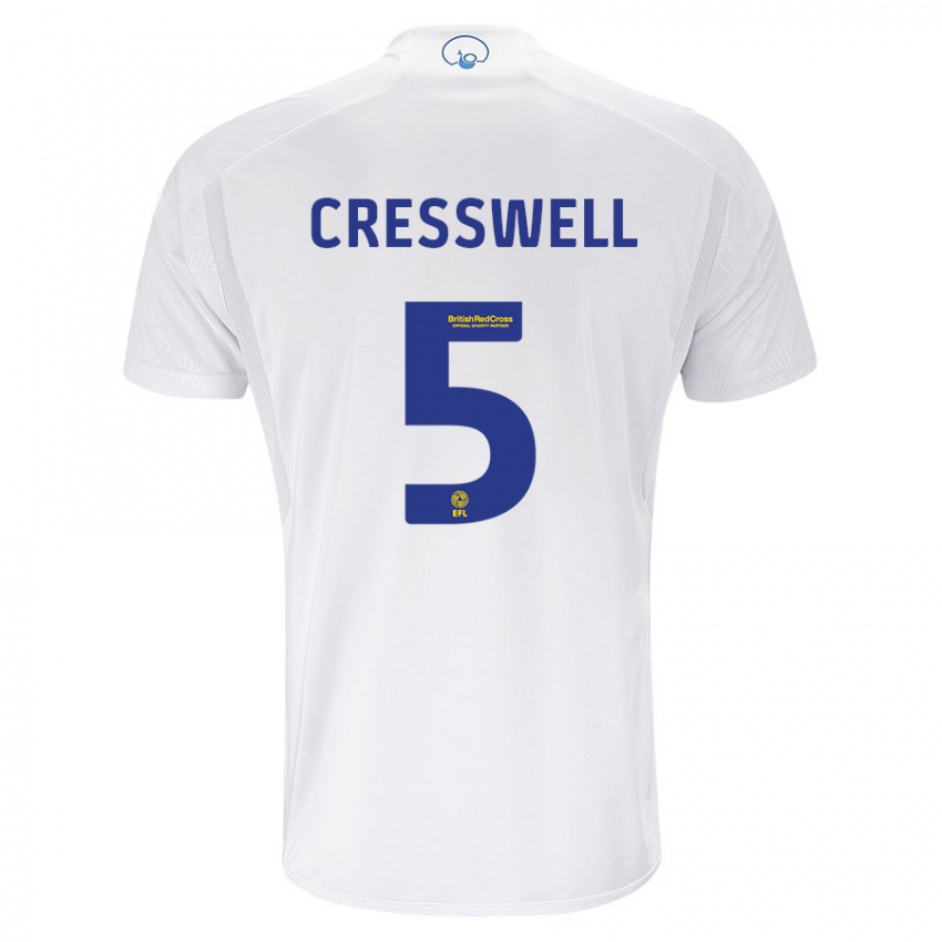 Dzieci Charlie Cresswell #5 Biały Domowa Koszulka 2023/24 Koszulki Klubowe