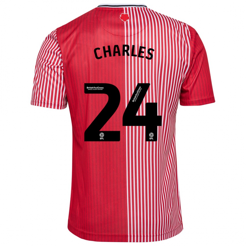 Dzieci Shea Charles #24 Czerwony Domowa Koszulka 2023/24 Koszulki Klubowe