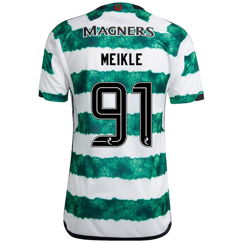 Dzieci Jamie Meikle #91 Zielony Domowa Koszulka 2023/24 Koszulki Klubowe