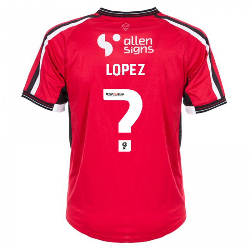 Dzieci Jersey Lopez #0 Czerwony Domowa Koszulka 2023/24 Koszulki Klubowe