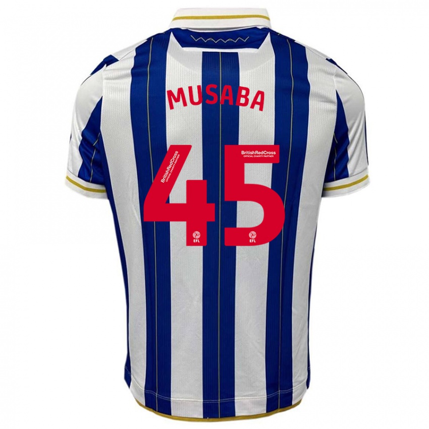 Dzieci Anthony Musaba #45 Niebiesko Biały Domowa Koszulka 2023/24 Koszulki Klubowe