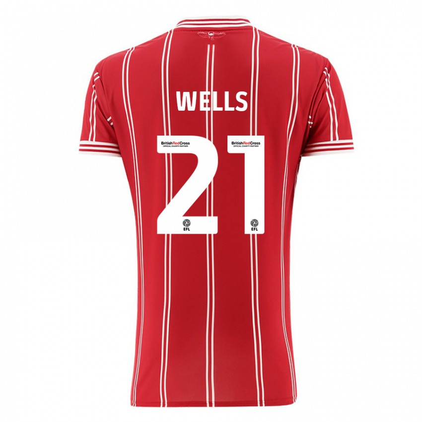 Dzieci Nahki Wells #21 Czerwony Domowa Koszulka 2023/24 Koszulki Klubowe