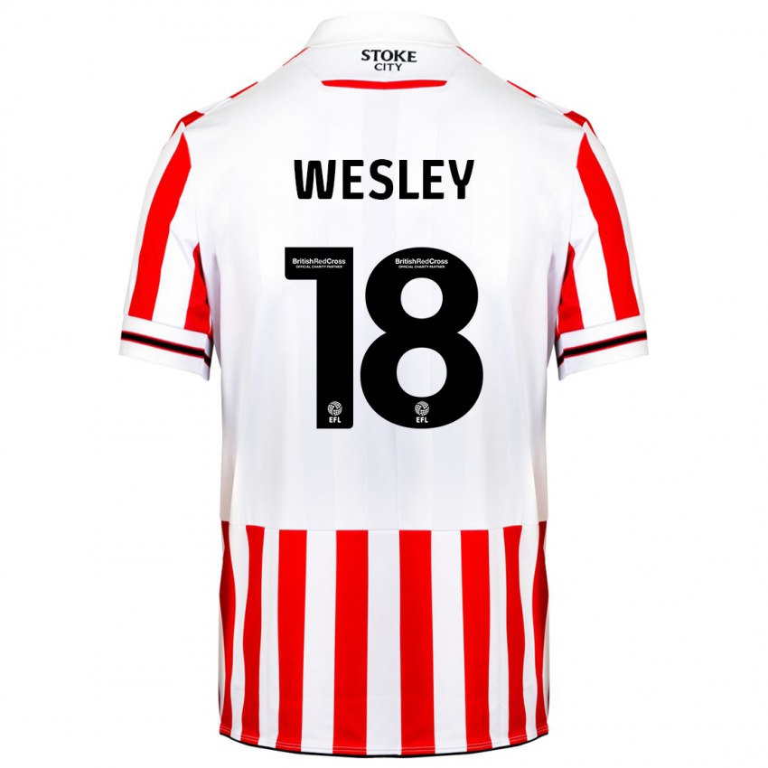 Dzieci Wesley Moraes #18 Czerwony Biały Domowa Koszulka 2023/24 Koszulki Klubowe