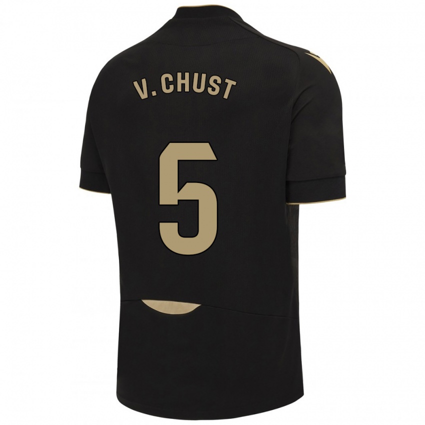 Dzieci Victor Chust #5 Czarny Wyjazdowa Koszulka 2023/24 Koszulki Klubowe