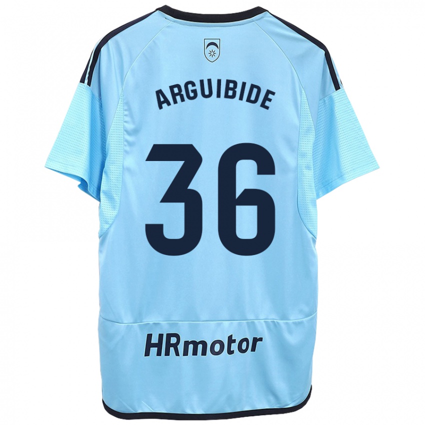 Dzieci Iñigo Arguibide #36 Niebieski Wyjazdowa Koszulka 2023/24 Koszulki Klubowe