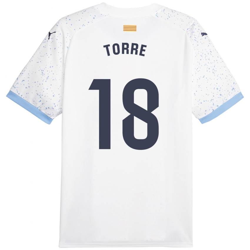 Dzieci Pablo Torre #18 Biały Wyjazdowa Koszulka 2023/24 Koszulki Klubowe