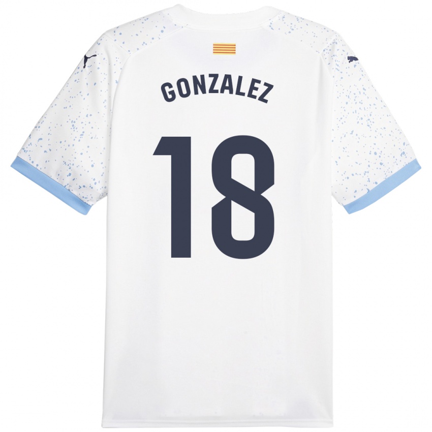 Dzieci Gerard Gonzalez #18 Biały Wyjazdowa Koszulka 2023/24 Koszulki Klubowe