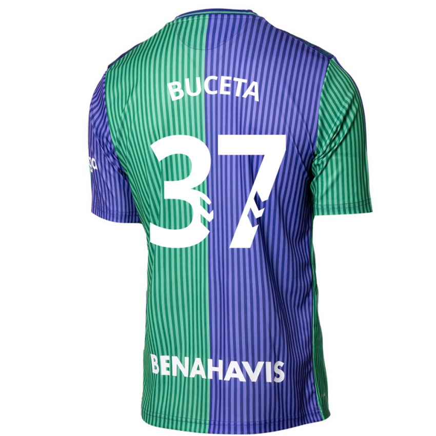 Dzieci Ana Buceta #37 Zielono-Niebieski Wyjazdowa Koszulka 2023/24 Koszulki Klubowe