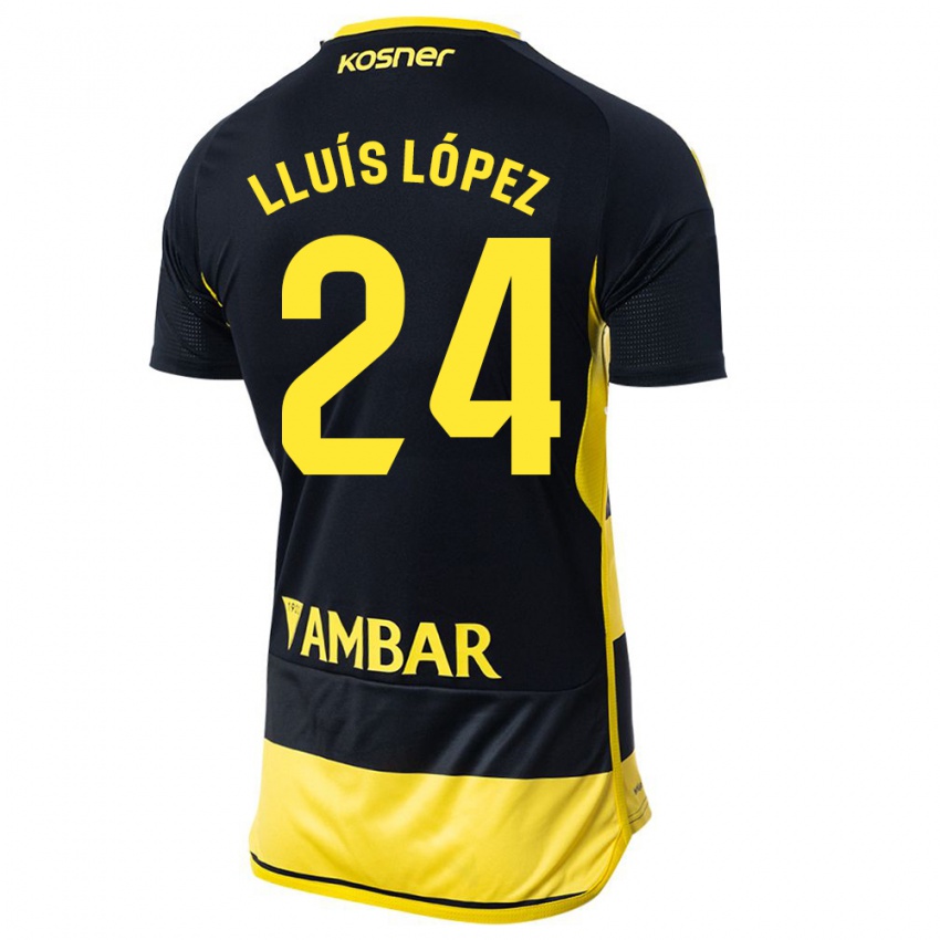 Dzieci Lluís López #24 Czarno Żółty Wyjazdowa Koszulka 2023/24 Koszulki Klubowe