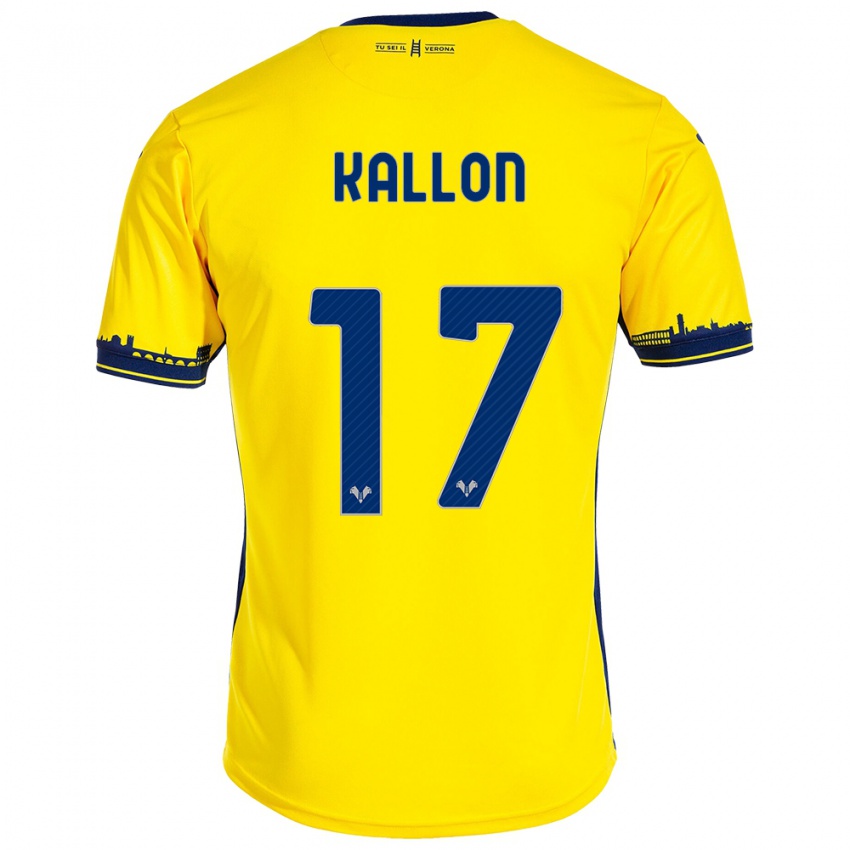Dzieci Yayah Kallon #17 Żółty Wyjazdowa Koszulka 2023/24 Koszulki Klubowe