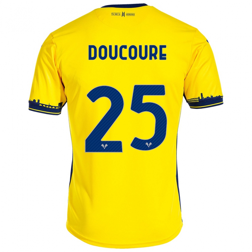 Dzieci Mamedi Doucouré #25 Żółty Wyjazdowa Koszulka 2023/24 Koszulki Klubowe
