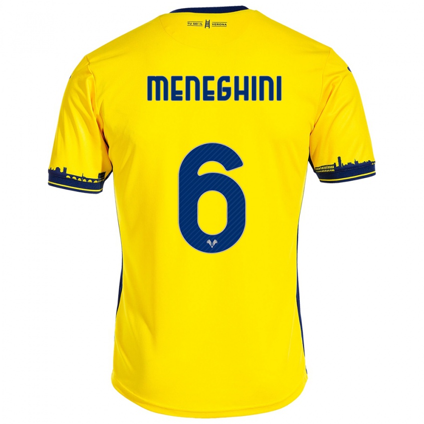 Dzieci Sofia Meneghini #6 Żółty Wyjazdowa Koszulka 2023/24 Koszulki Klubowe