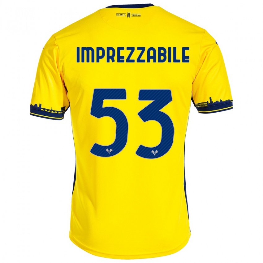 Dzieci Francesca Imprezzabile #53 Żółty Wyjazdowa Koszulka 2023/24 Koszulki Klubowe
