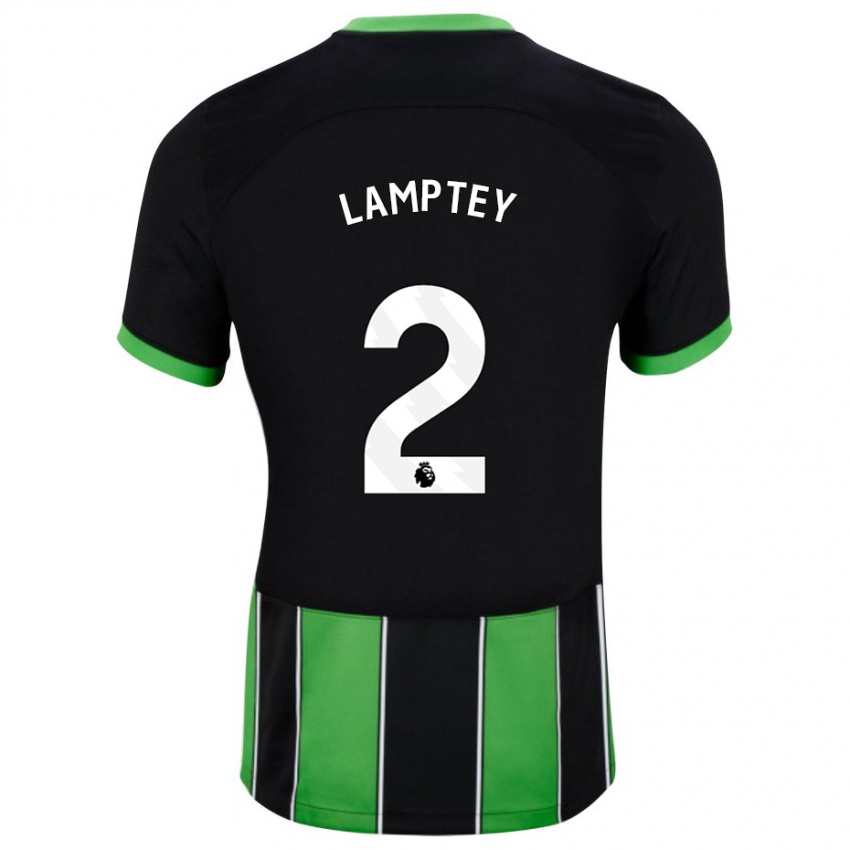 Dzieci Tariq Lamptey #2 Czarny Zielony Wyjazdowa Koszulka 2023/24 Koszulki Klubowe
