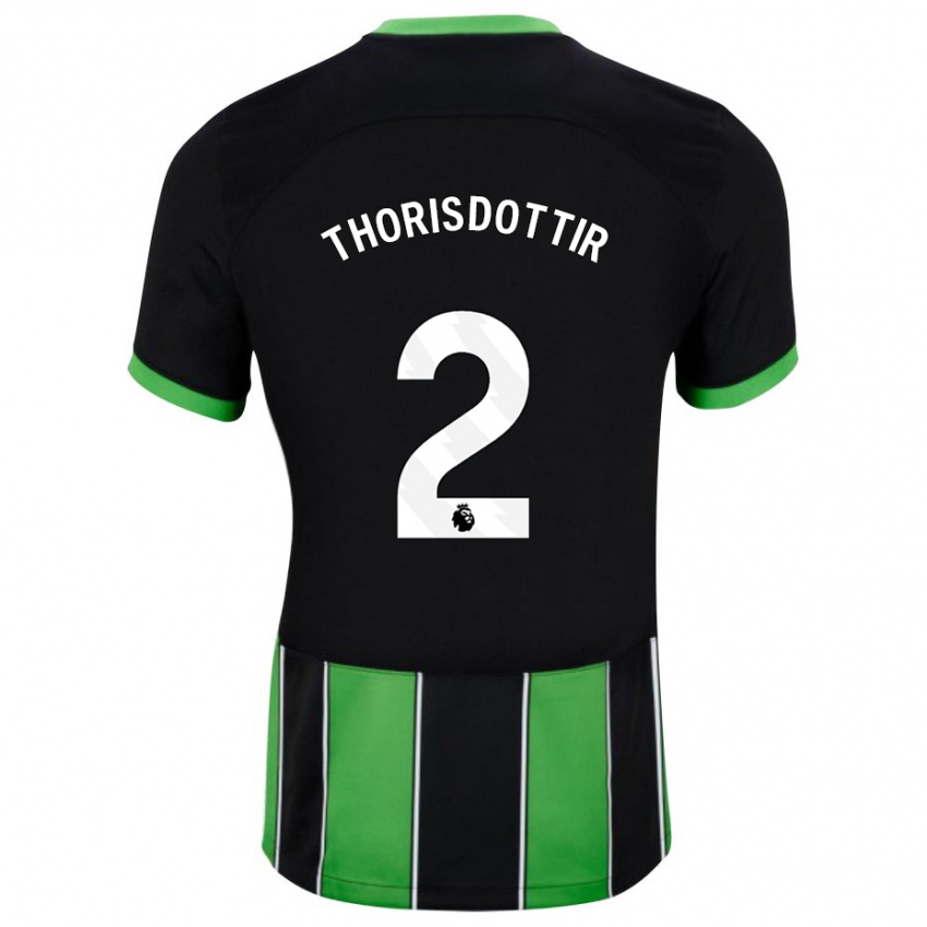 Dzieci Maria Thorisdottir #2 Czarny Zielony Wyjazdowa Koszulka 2023/24 Koszulki Klubowe