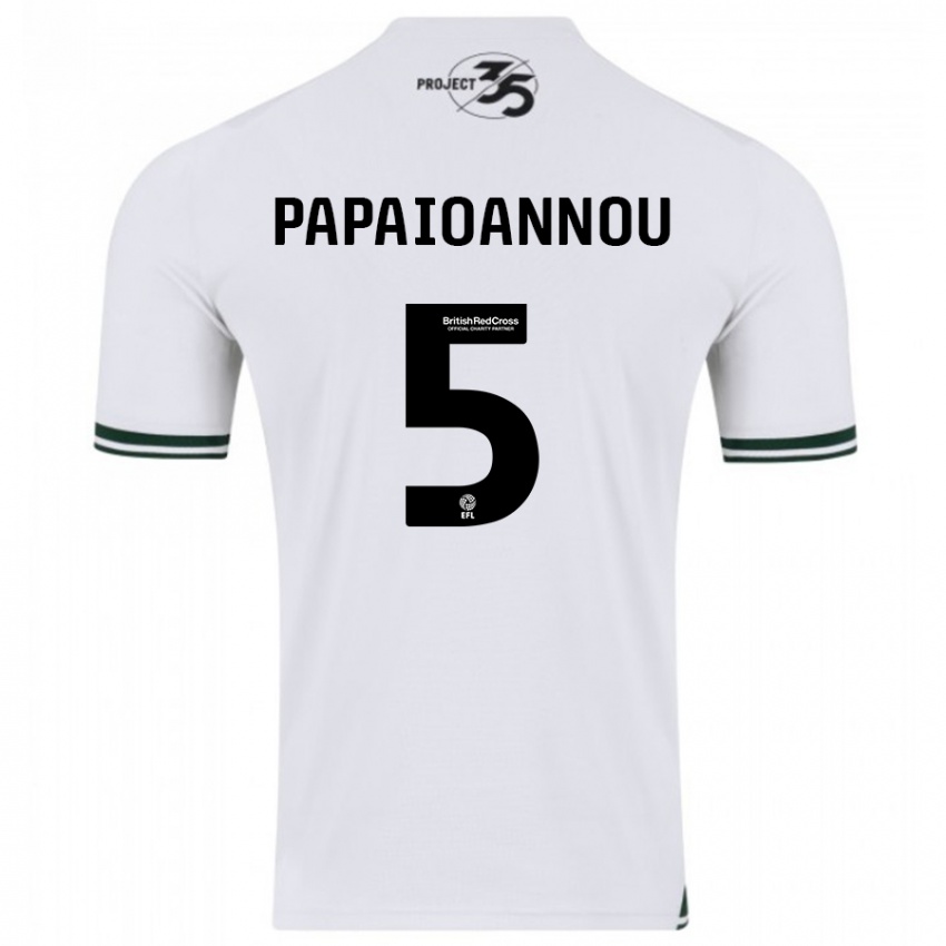 Dzieci Panagiota Papaioannou #5 Biały Wyjazdowa Koszulka 2023/24 Koszulki Klubowe