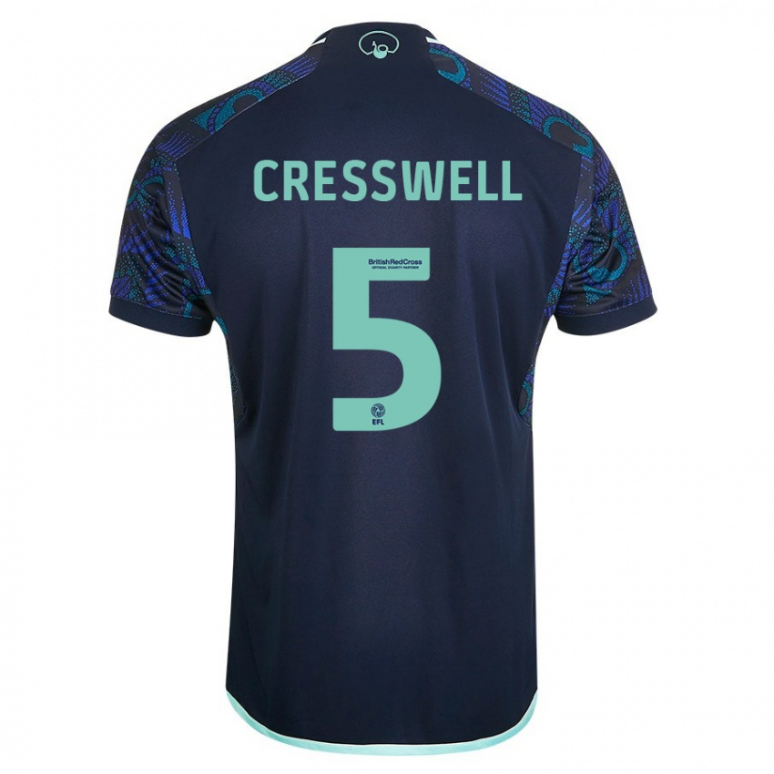 Dzieci Charlie Cresswell #5 Niebieski Wyjazdowa Koszulka 2023/24 Koszulki Klubowe