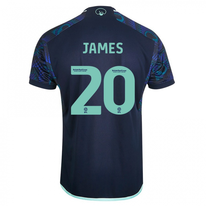 Dzieci Daniel James #20 Niebieski Wyjazdowa Koszulka 2023/24 Koszulki Klubowe