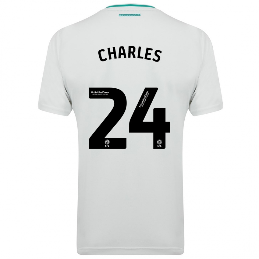 Dzieci Shea Charles #24 Biały Wyjazdowa Koszulka 2023/24 Koszulki Klubowe