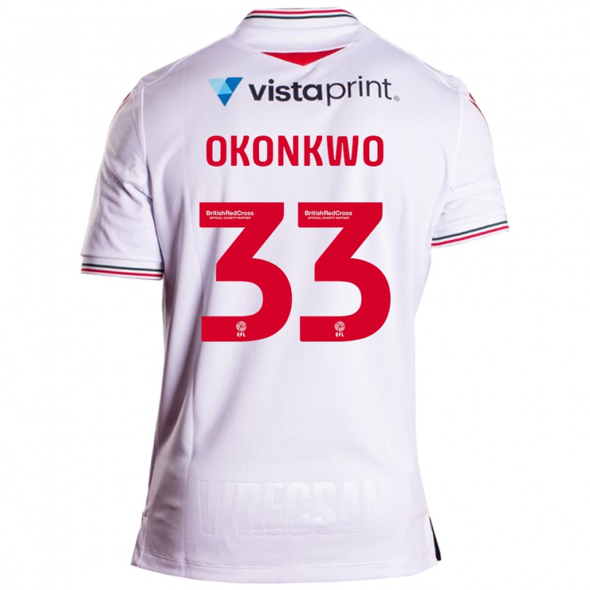 Dzieci Arthur Okonkwo #33 Biały Wyjazdowa Koszulka 2023/24 Koszulki Klubowe