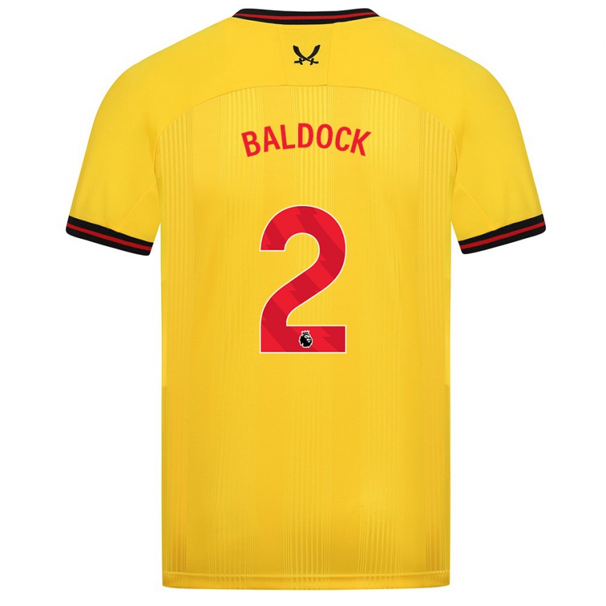 Dzieci George Baldock #2 Żółty Wyjazdowa Koszulka 2023/24 Koszulki Klubowe