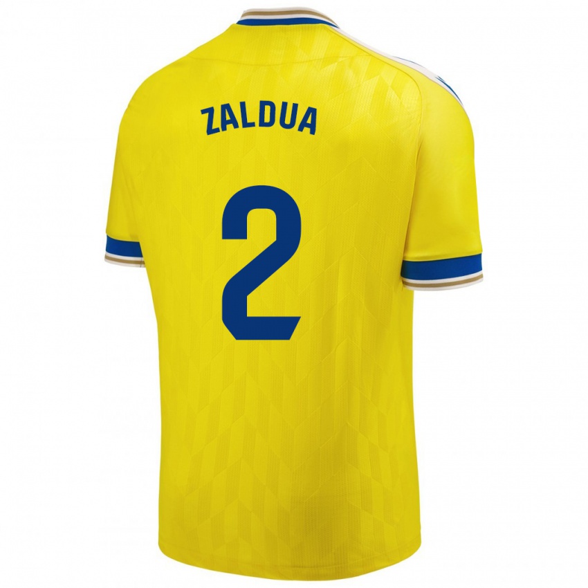 Męski Joseba Zaldua #2 Żółty Domowa Koszulka 2023/24 Koszulki Klubowe
