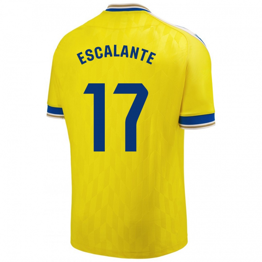 Męski Gonzalo Escalante #17 Żółty Domowa Koszulka 2023/24 Koszulki Klubowe