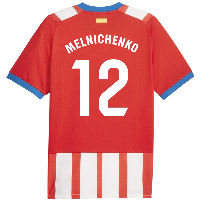 Męski Dmytro Melnichenko #12 Czerwony Biały Domowa Koszulka 2023/24 Koszulki Klubowe