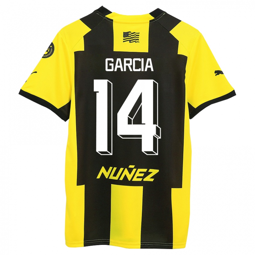 Męski Damián García #14 Żółty Czarny Domowa Koszulka 2023/24 Koszulki Klubowe