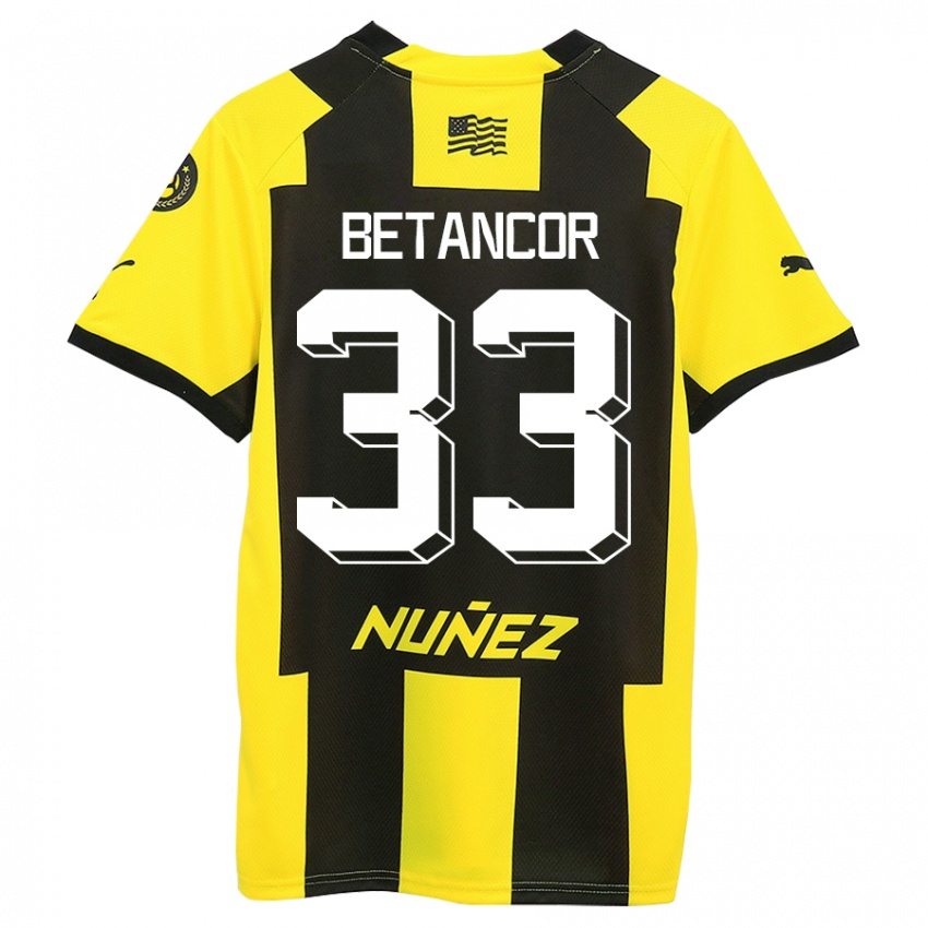Męski Bruno Betancor #33 Żółty Czarny Domowa Koszulka 2023/24 Koszulki Klubowe