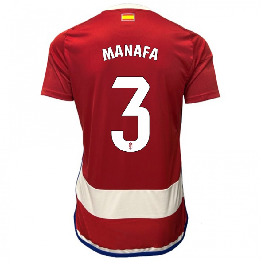 Męski Wilson Manafa #3 Czerwony Domowa Koszulka 2023/24 Koszulki Klubowe