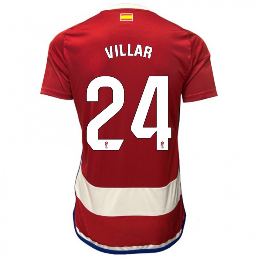 Męski Gonzalo Villar #24 Czerwony Domowa Koszulka 2023/24 Koszulki Klubowe
