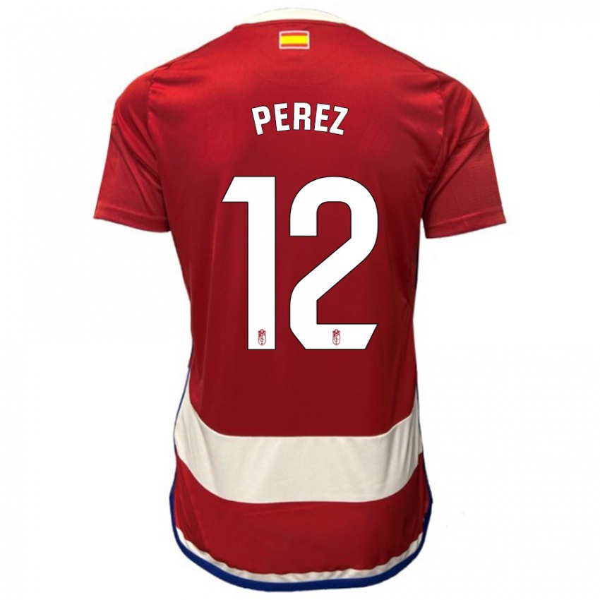 Męski Alba Pérez #12 Czerwony Domowa Koszulka 2023/24 Koszulki Klubowe