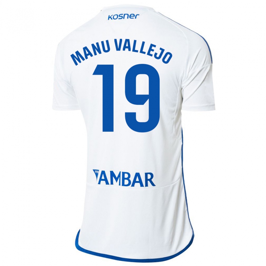 Męski Manu Vallejo #19 Biały Domowa Koszulka 2023/24 Koszulki Klubowe