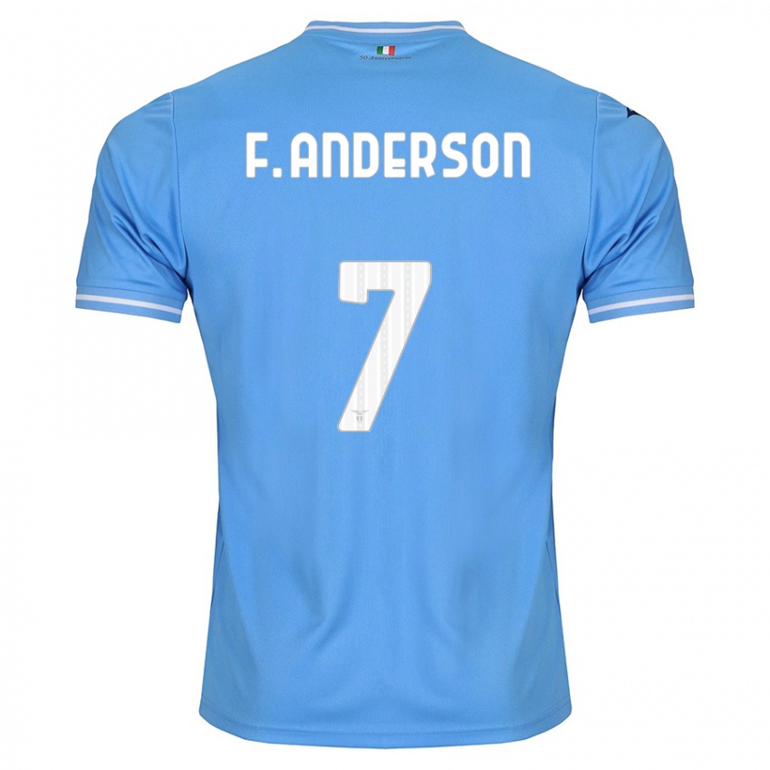 Męski Felipe Anderson #7 Niebieski Domowa Koszulka 2023/24 Koszulki Klubowe