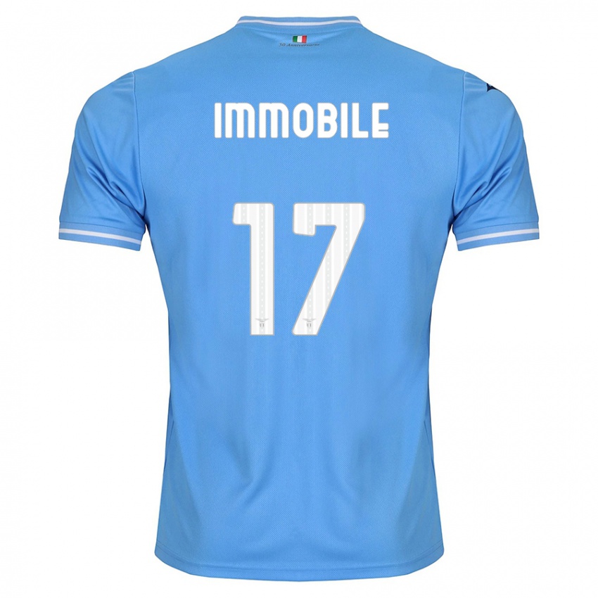 Męski Ciro Immobile #17 Niebieski Domowa Koszulka 2023/24 Koszulki Klubowe