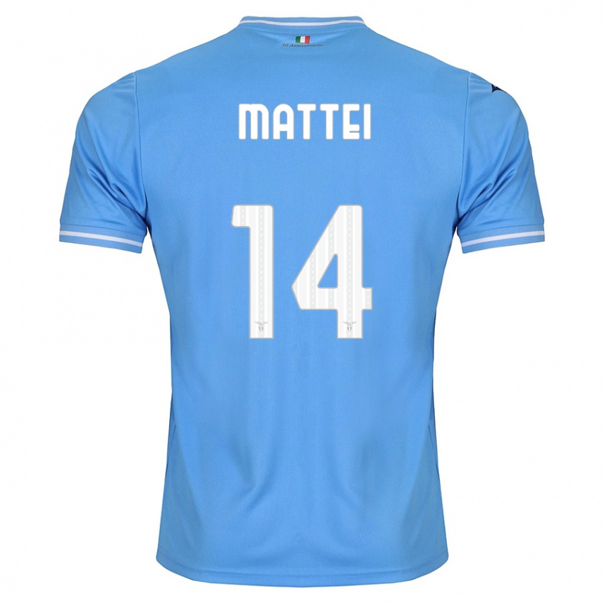 Męski Sarah Mattei #14 Niebieski Domowa Koszulka 2023/24 Koszulki Klubowe