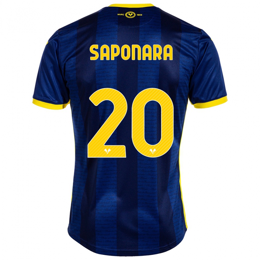 Męski Riccardo Saponara #20 Marynarka Wojenna Domowa Koszulka 2023/24 Koszulki Klubowe