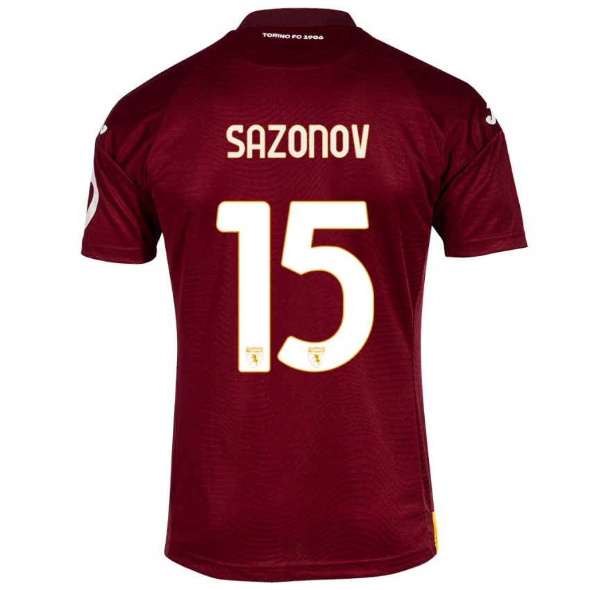 Męski Saba Sazonov #15 Ciemno Czerwony Domowa Koszulka 2023/24 Koszulki Klubowe