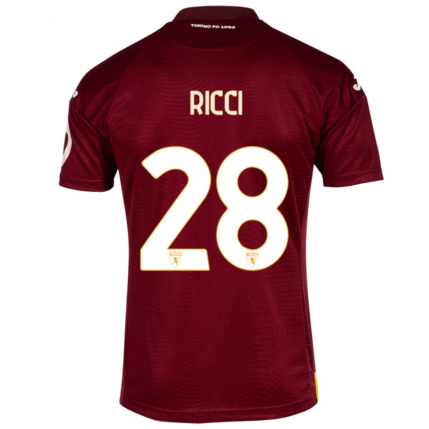 Męski Samuele Ricci #28 Ciemno Czerwony Domowa Koszulka 2023/24 Koszulki Klubowe