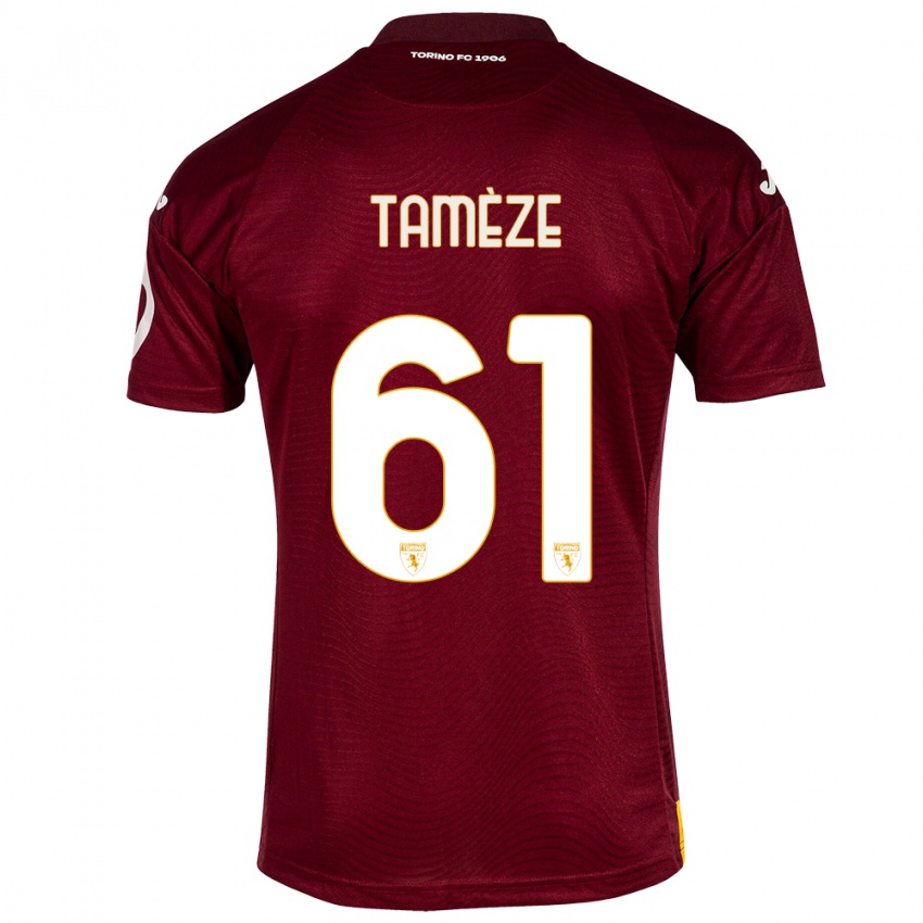 Męski Adrien Tamèze #61 Ciemno Czerwony Domowa Koszulka 2023/24 Koszulki Klubowe