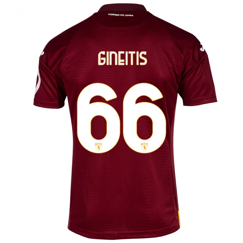 Męski Gvidas Gineitis #66 Ciemno Czerwony Domowa Koszulka 2023/24 Koszulki Klubowe
