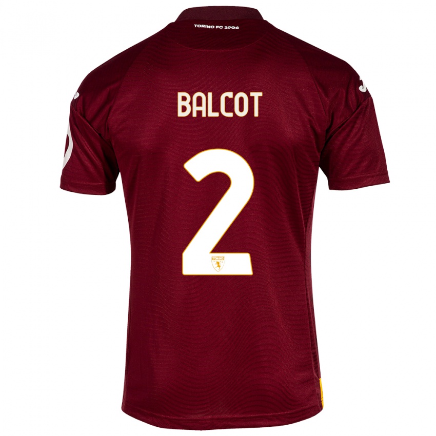 Męski Côme Bianay Balcot #2 Ciemno Czerwony Domowa Koszulka 2023/24 Koszulki Klubowe