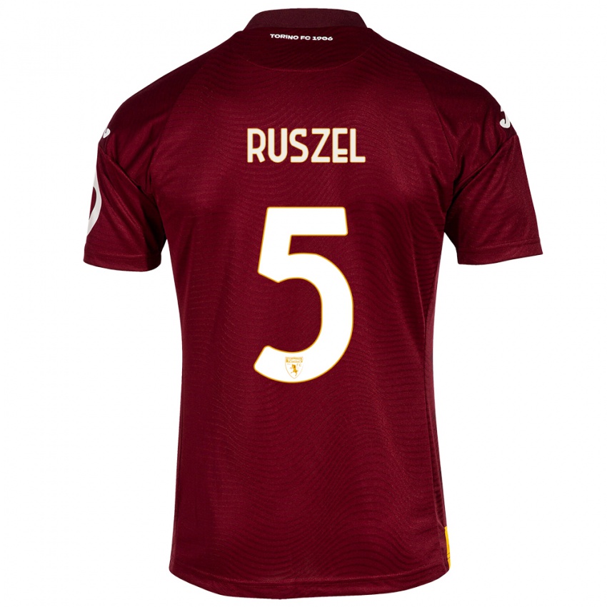 Męski Marcel Ruszel #5 Ciemno Czerwony Domowa Koszulka 2023/24 Koszulki Klubowe
